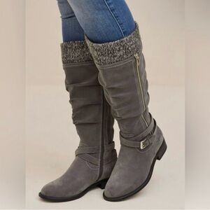 Torrid Gray Sweater trimmed Knee-High Women's Boots Size 9